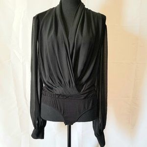 Black Chiffon Blouse (Bodysuit)